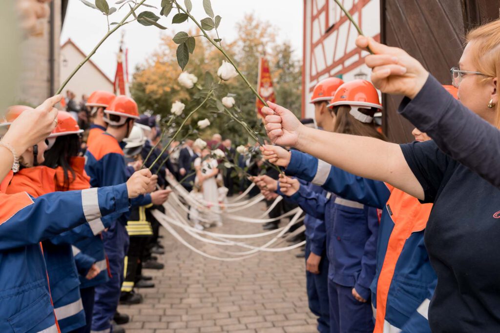 hochzeit feuerwehr spalier reichenschwand